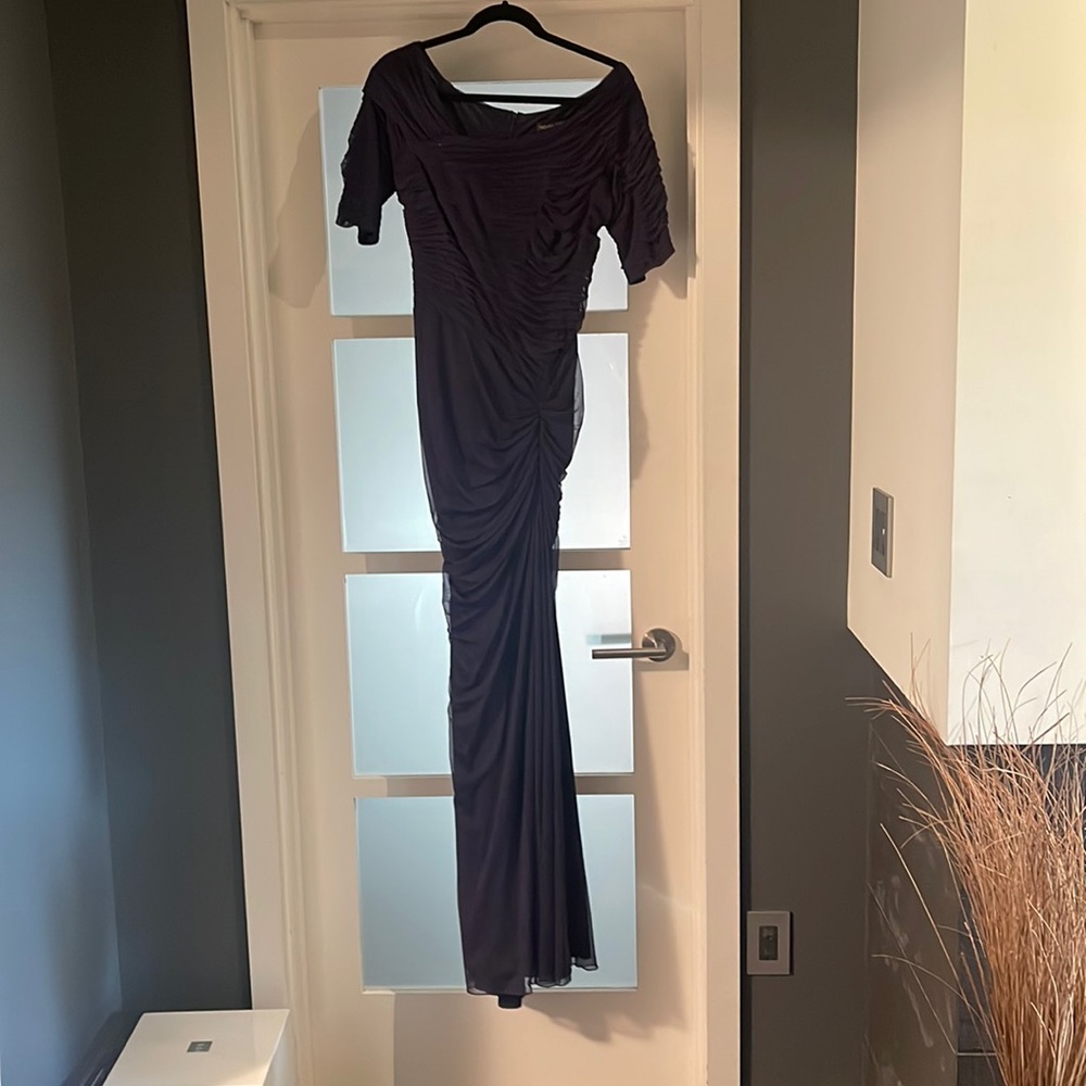 Formal gown by Tadashi Shoji size M navy blue.